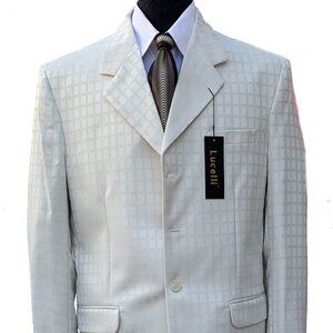 LUCELLI 2 PIECE MEN'S SUIT HIGH QUALITY ITALIAN SUPERIOR POLYESTER 4B WOOL TOUCH